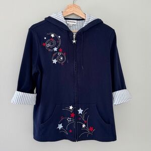 Breckendrige Navy Blue Star Zip-Up Jacket‎